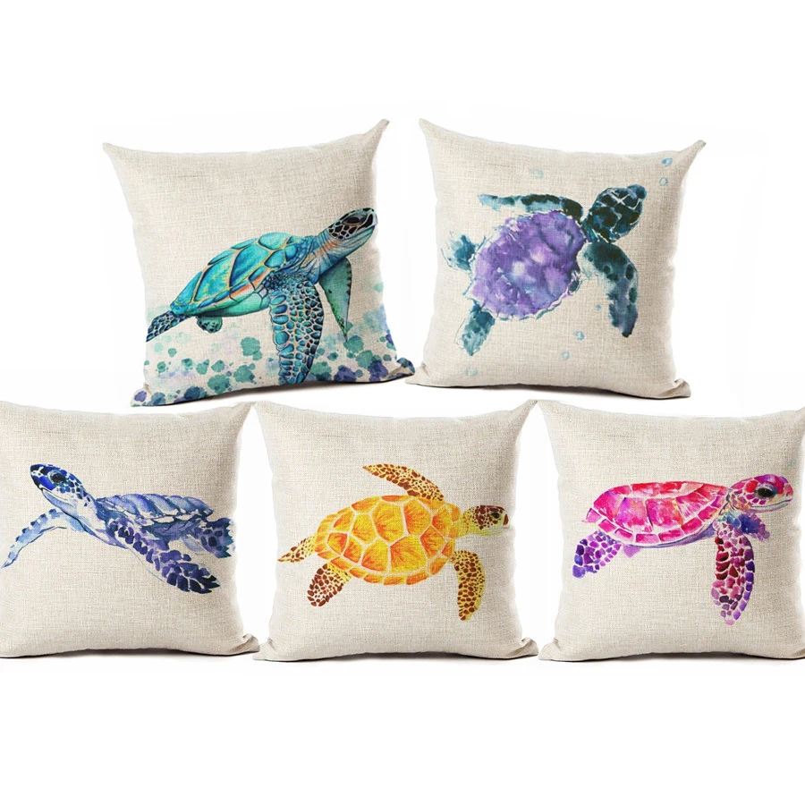 المائية اللوحة المحيط غطاء الوسادة المتوسط الأزرق البحر السلاحف الكتان المطبوع وسائد زخرفية حالة كنبة مكتب شيار المائية اللوحة المحيط غطاء الوسادة المتوسط الأزرق البحر السلاحف الكتان المطبوع وسائد زخرفية حالة كنبة مكتب شيار