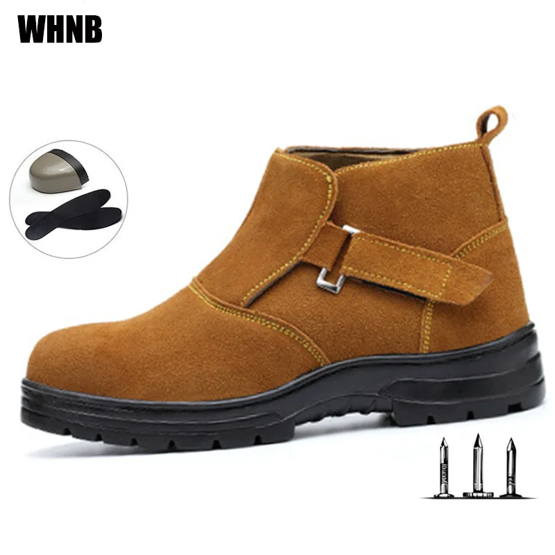 

Welder Shoes Steel Toe Stab Safety Shoes Fire Flower Anti-splash Protection Shoes Leather Breathable High Temperature Work Boots