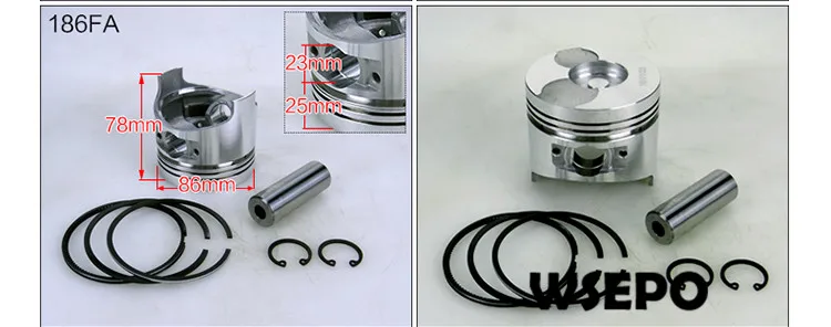 186FA piston size