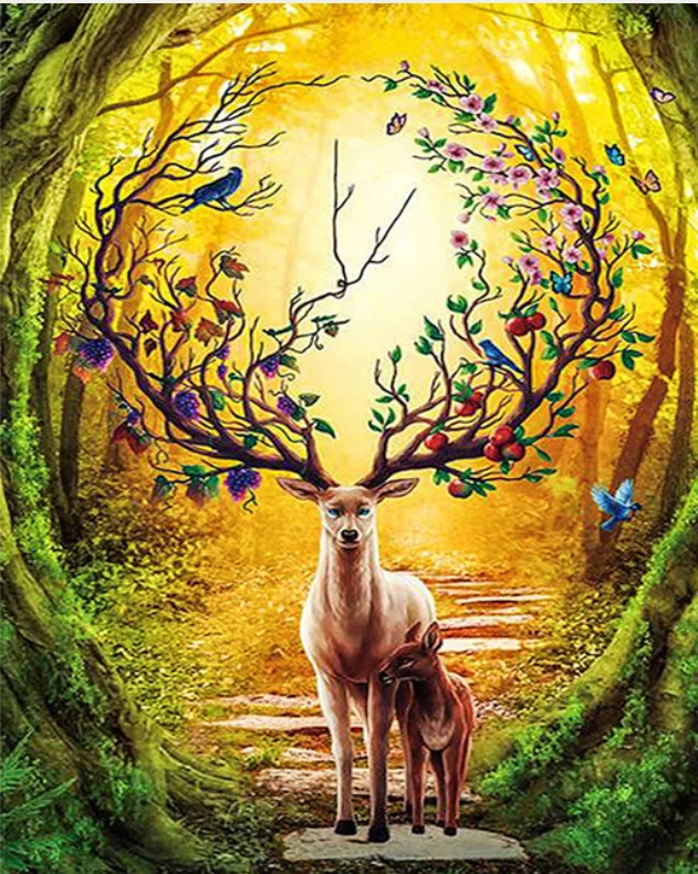 

5D DIY Diamond Embroidery Deer Cross Stitch Diamond Painting Animal Full Round rhinestones love gift