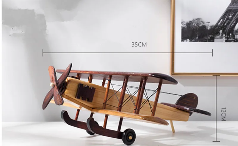 Wooden Static Airplane Model Display Replica Craft Wood Furnishing Kids Gifts - Цвет: Шоколад