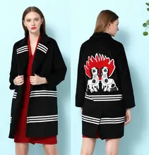 2016 European and American women winter coat embroidered cashmere wool woolen coat H8616561