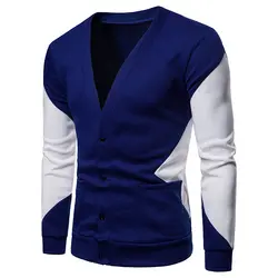Мужская Внешняя торговля модная мужская двухцветная треугольная талия Модный цветной блок мужской свитер кардиган