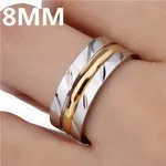 Классический золотой цвет двойной черный обод кольцо титановое кольцо для мужчин и женщин 6 мм Размер 6-12 подарок