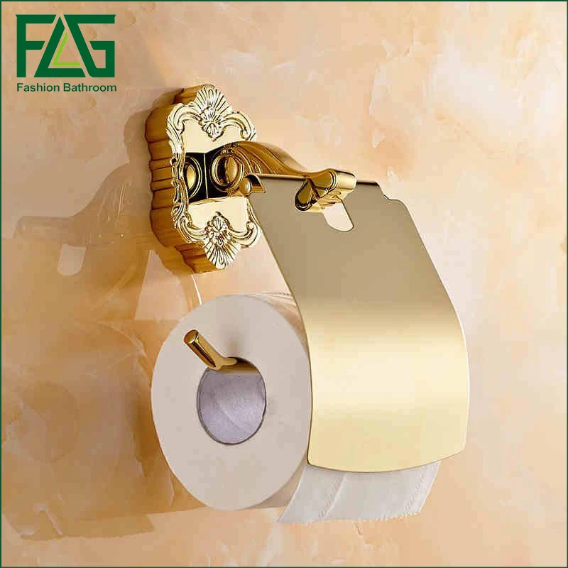 

Gold Finish Luxury Toilet Roll Paper Holder Wall Mounted