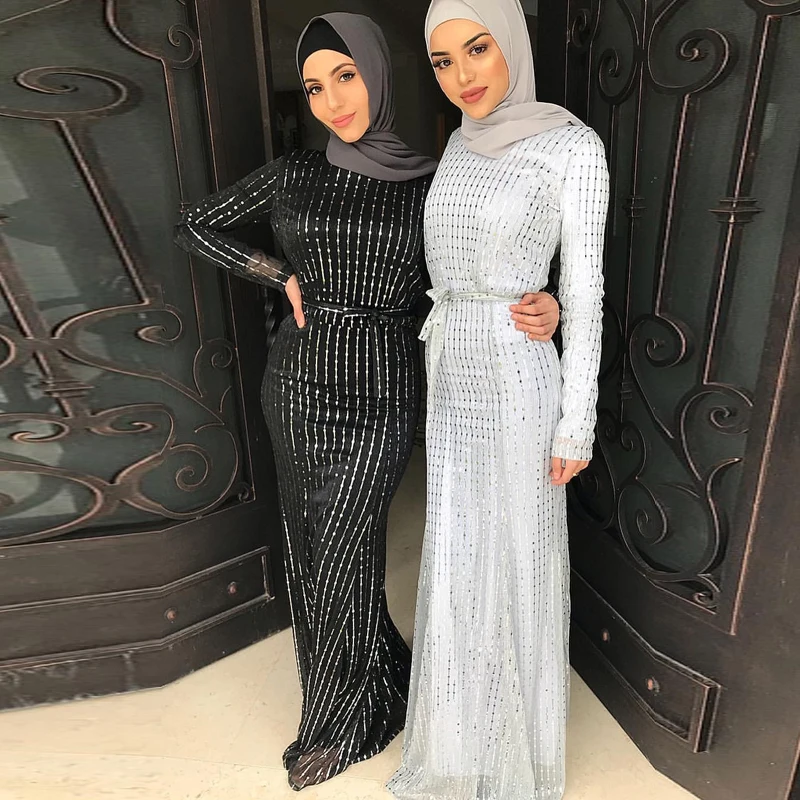 Блесток абайя Дубайский Мусульманский платье хиджаб абайя s женский Восточный халат Caftan Исламская одежда турецкие платья халат Femme Tesettur Elbise