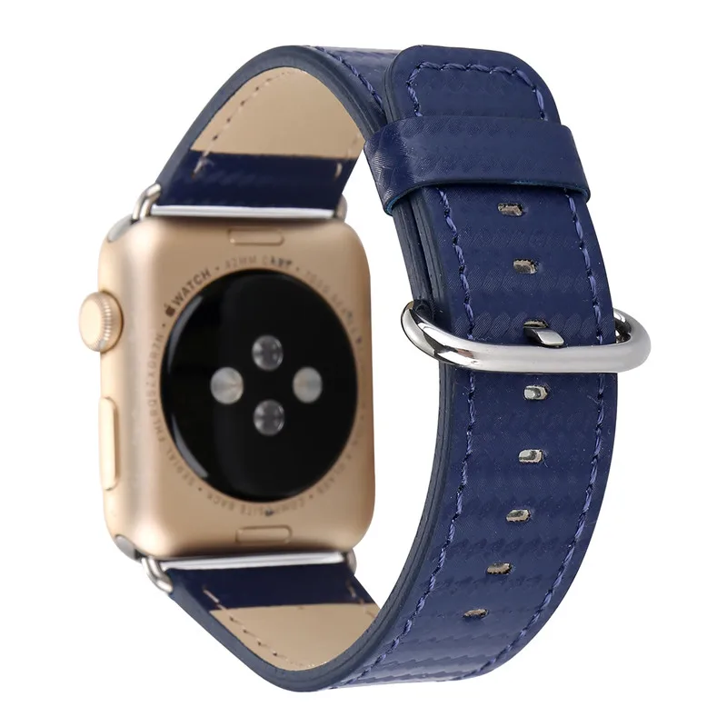 Синий 38/42 мм Ремешки для наручных часов для iwatch углерода Волокно кожаный ремешок заменить Для мужчин t Ремешки для наручных часов с классической пряжкой для Apple часы Для мужчин Для женщин - Цвет ремешка: Синий