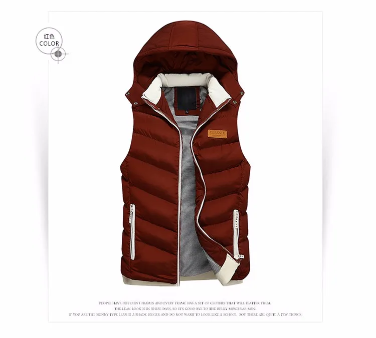 Новая брендовая зимняя куртка вниз толстый-хлопок Для мужчин s жилет мужской приток Для Мужчин's Повседневное жилет с капюшоном # V2