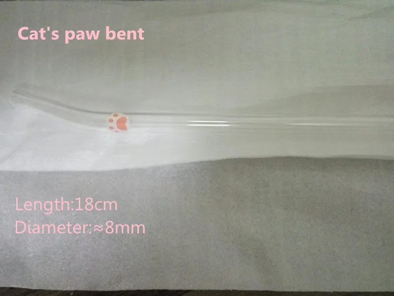 1 шт. трубочка для стаканов многоразовые соломинки Красочные цветы соломы стекло изогнутая Солома для горячего чая кофейные трубочки для сока с кисточкой - Цвет: bent paw