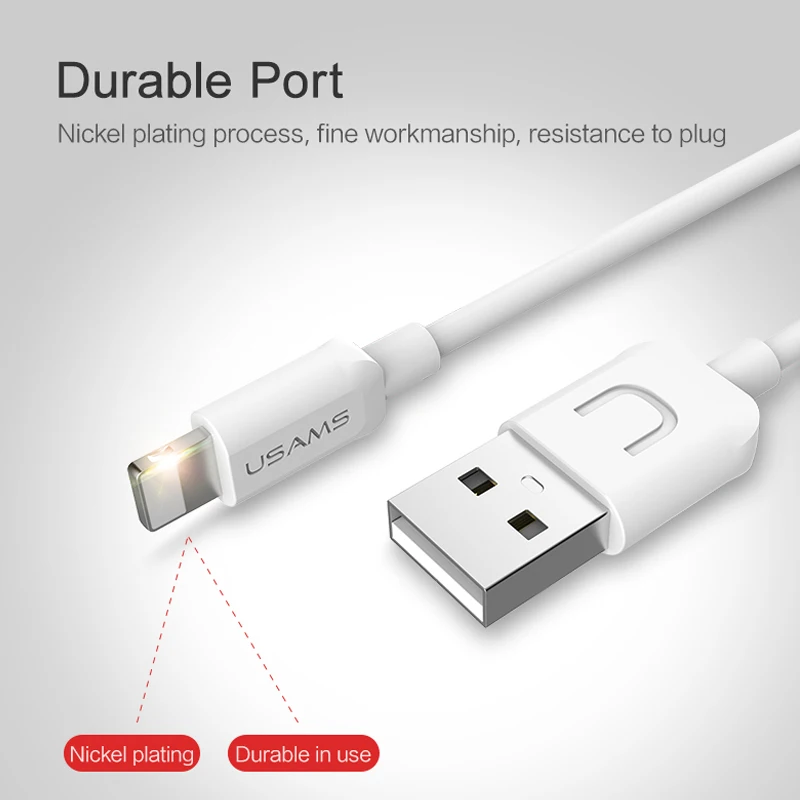 USAMS iOS 12 11 10 USB кабель для iPhone 2A Быстрая зарядка зарядное устройство освещения X 8 7 6