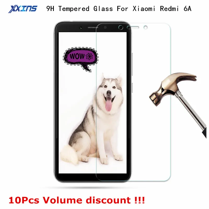 

10 Piece Volume discount Tempered GLASS For Xiaomi Redmi 6A Screen Protector Cover For Mobile phone rich 6A 2018 discount price