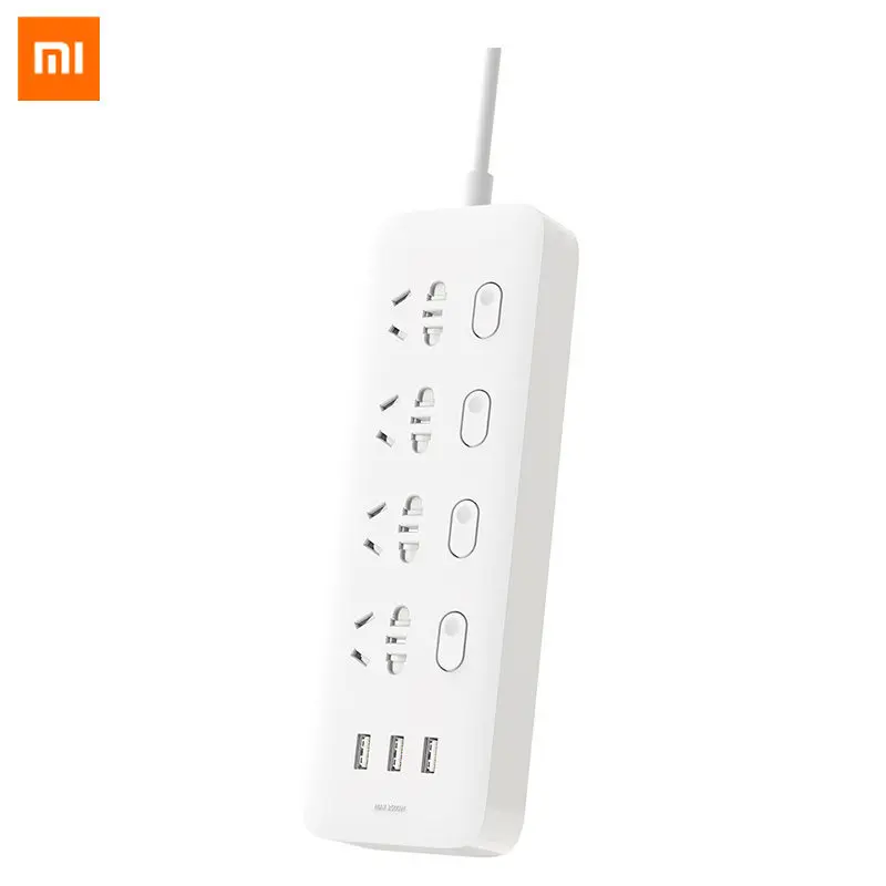 Дешево Оригинал Сяо mi Цзя мощность розеток С управление переключатель 3 USB 4 порты большой разъем патч с расширителем доска ЕС 2500 Вт для дома