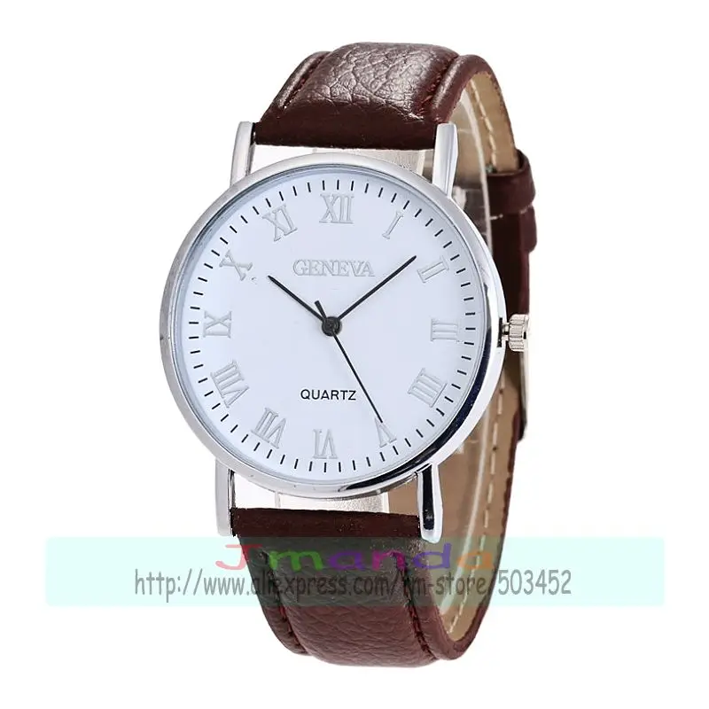 

100pcs/lot fashion no logo roman number white dial leather watch wrap quartz casual wrist watch wholesale clock