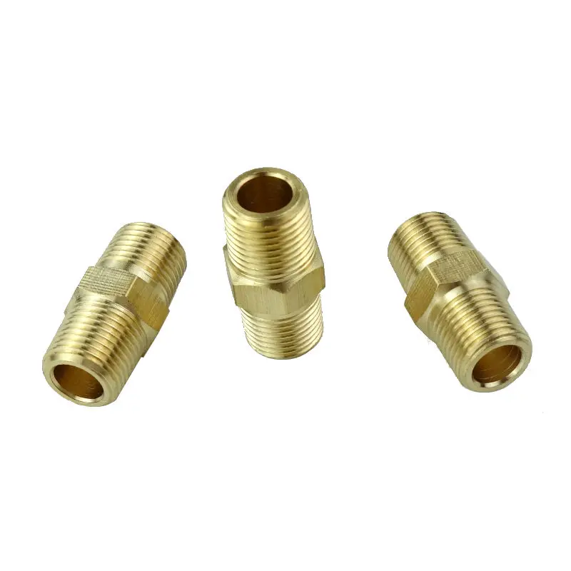 

3PCS Brass Pipe Fitting Adapter Hex Nipple Connector 1/8" 1/4 BSPT NPT