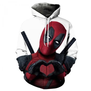 

Cloudstyle 3D Heart Deadpool Men Hoodies Funny Comic Badass Deadpool Men Hoodies White Hoodies Men Long Sleeve Pullovers