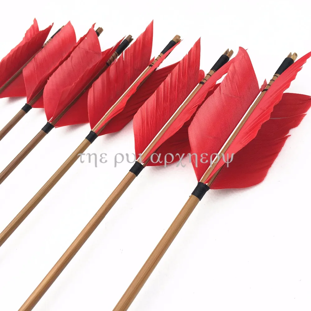 For Practice Targeting Hunting 32inch 6/12/24pcs Flu ArrowsTraditional Bamboo Arrow 4 Feathers Fletching