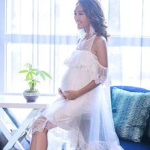 White Lace Maternity Photography Props Dresses Elegant Fancy Pregnancy Clothes For Pregnant Women Photo Shoot Lace Dress