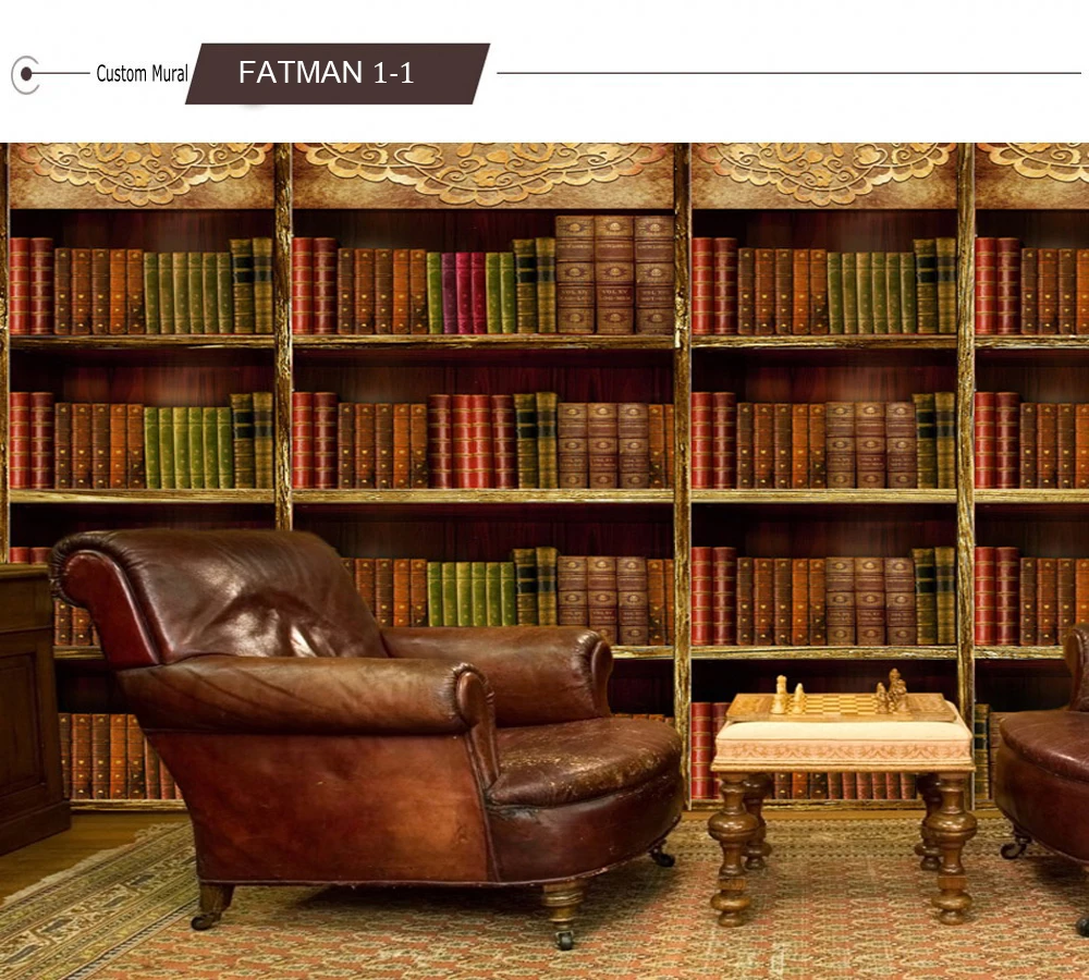 Пользовательские фото обои Ностальгический книжные полки в библиотеке росписи на заказ книги фон стены Фреска Декоративные Обои
