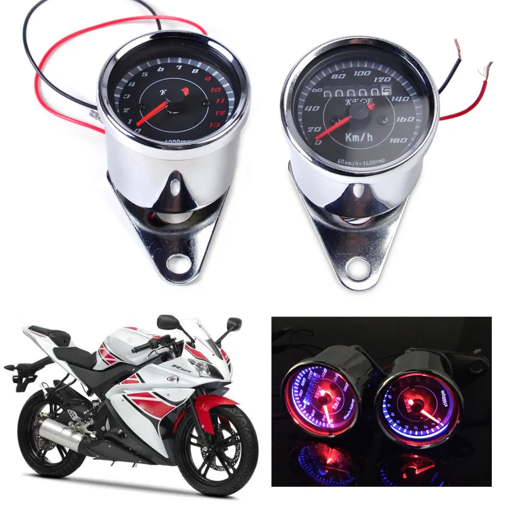beler LED 13000 RPM Tachometer + Dual Speedometer Odometer Gauge Meter for Motorcycle For Honda