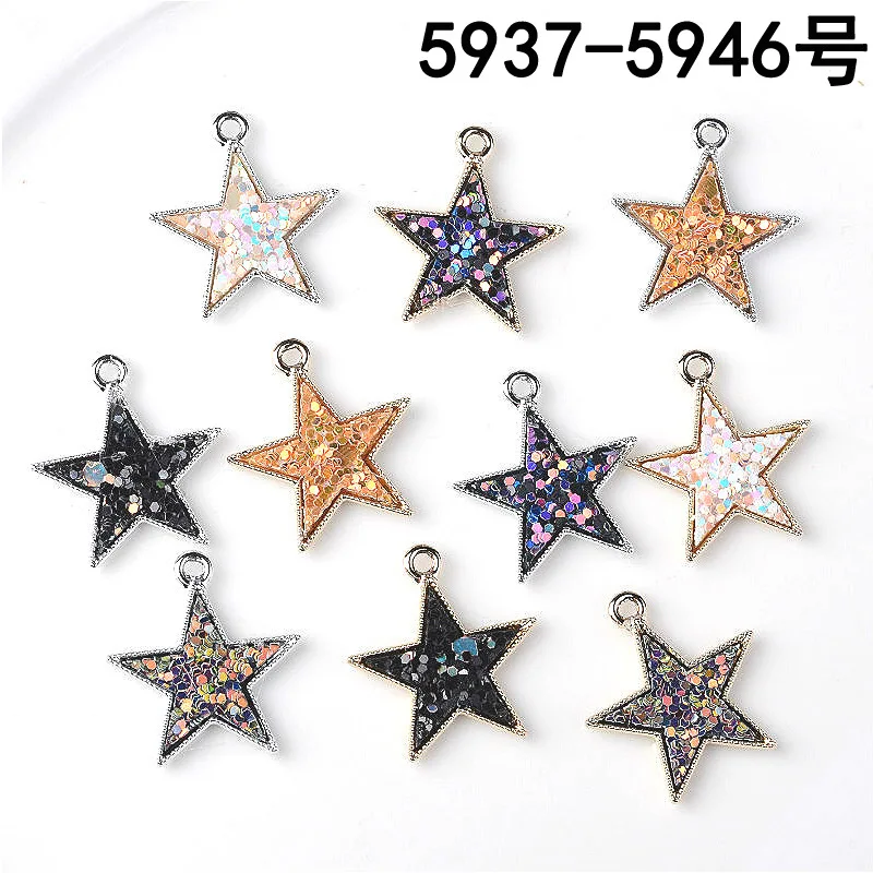 

20pc DIY star Sequin pendant bling alloy Glitter charm DIY accessories of necklace bracelet earring fitting