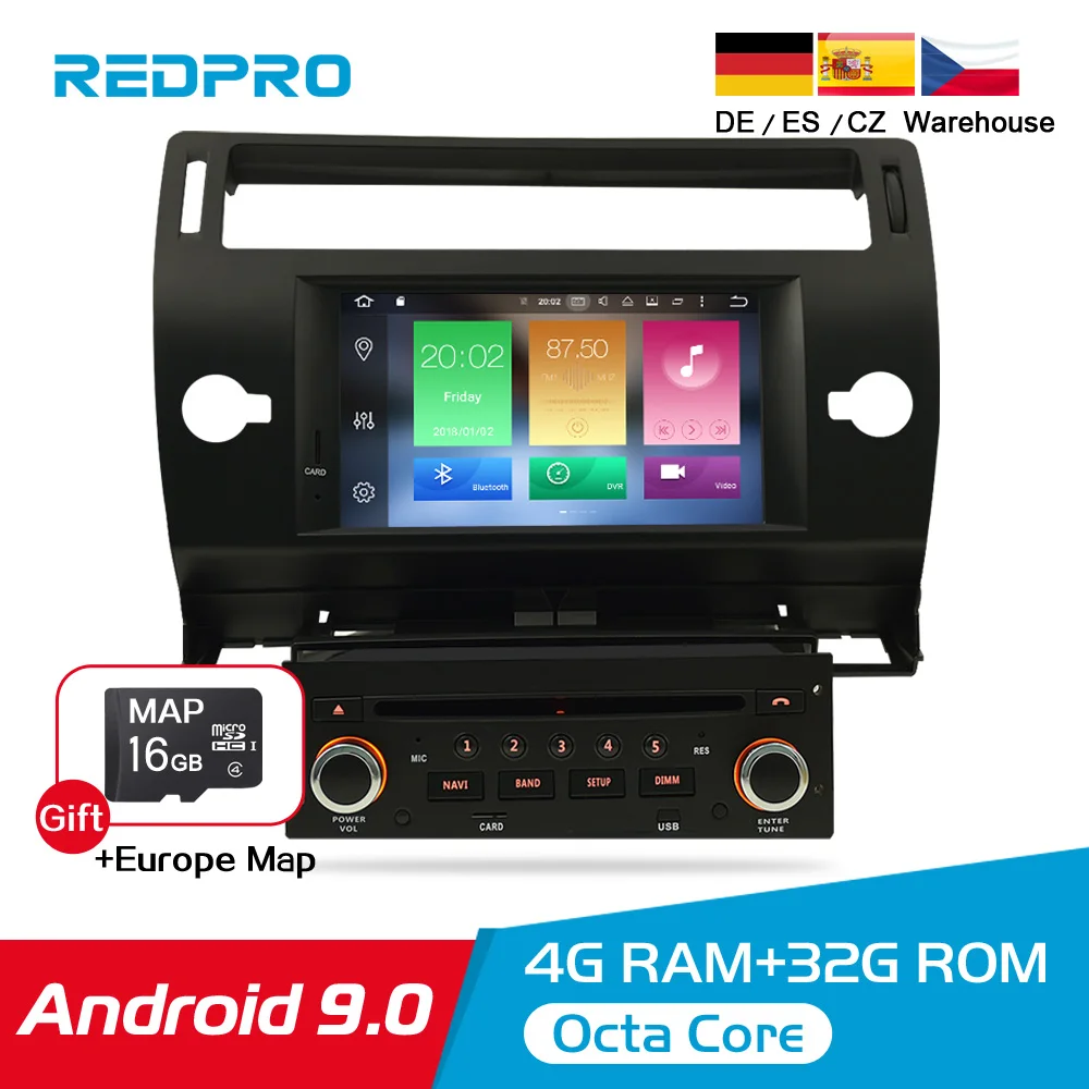 

Android 9.0 Touch Screen Car GPS DVD Stereo For Citroen C4 C-Triomphe C-Quatre 2004-2009 Video Radio WIFI FM Multimedia Player