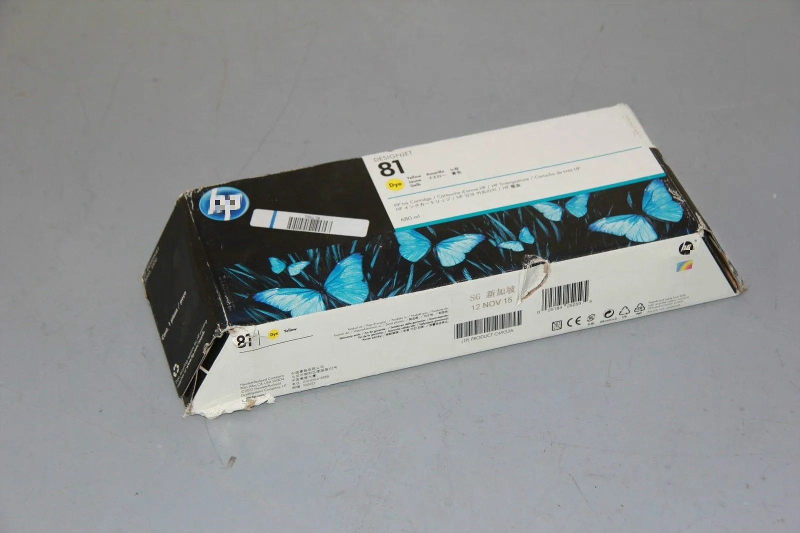 

Original or Expired Ink Cartridge for HP 81 C4933A Yellow Designjet 5000 680ml