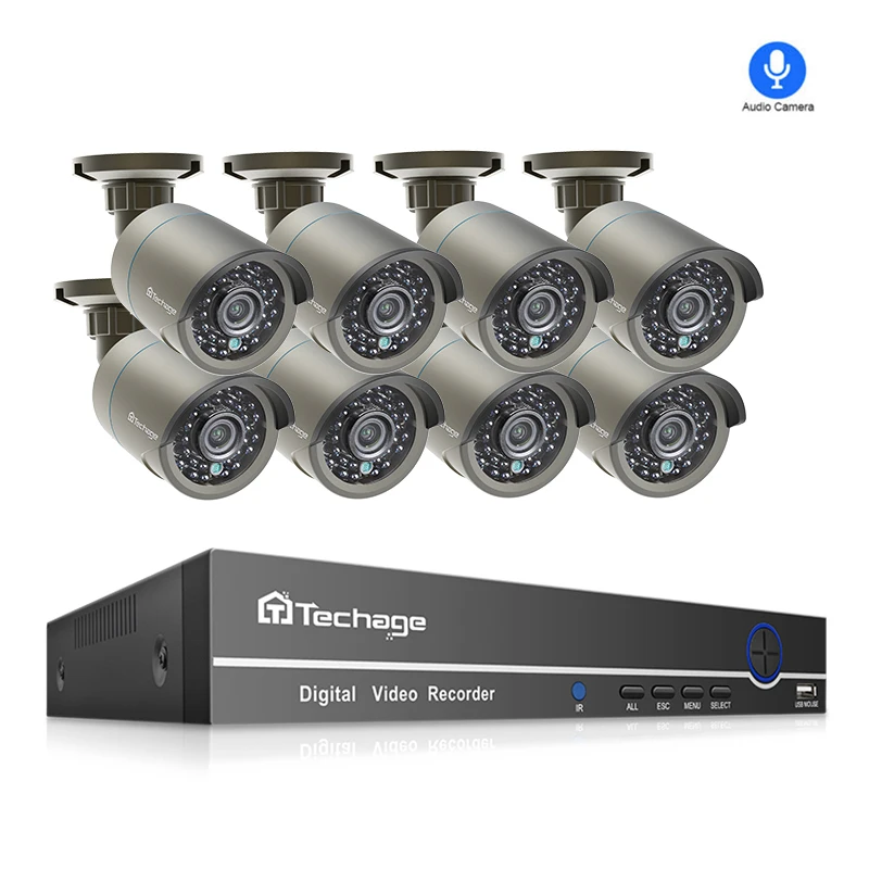 

Techage 8CH 1080P HD NVR 2mp POE IP Camera CCTV Security System Audio Sound Record IR Outdoor P2P Home Surveillance Video Kit