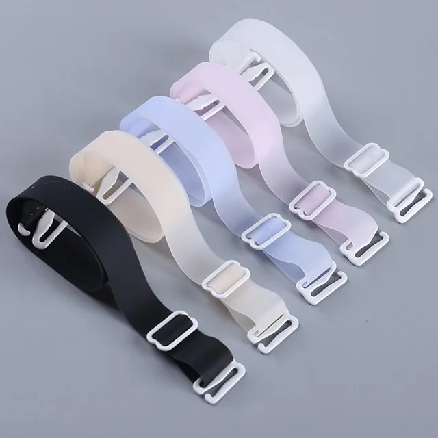 Women 1.5cm Wide Adjustable Silicone Bra Straps Non Slip Invisible Bra Strap Elastic Bra