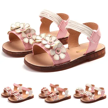 

SZYADEOU Kids Baby Summer Sandals For Girls Rubber children Shoes Floral Flower Leather Beach Princess Sandals סנדלים בנות L4