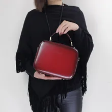 BENVICHED женская сумка из коровьей кожи Новая модная женская однотонная красная сумка на плечо мини ретро сумка c378