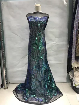 

African Lace Fabric With Sequin Embroidery Sequins Tulle Lace 2018 Super New French Tulle Sequined Lace Fabric For Evening Dress