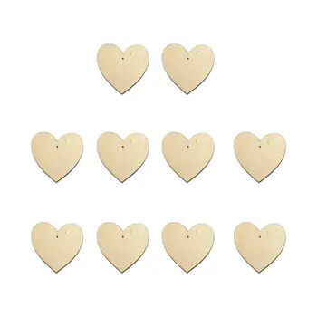 

10 x Wooden Heart Shapes, Large Plain Wood Craft Tags with Hole (10cm)