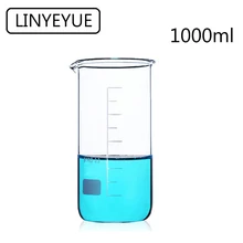 LINYEYUE 1000mL Glass Beaker Tall Form Borosilicate Glass high temperature resistance Measuring Cup Beaker Laboratory Equipment double layer 2l chemical glass reactor manufacturer price vacuum distillation high borosilicate glass laboratory instruments