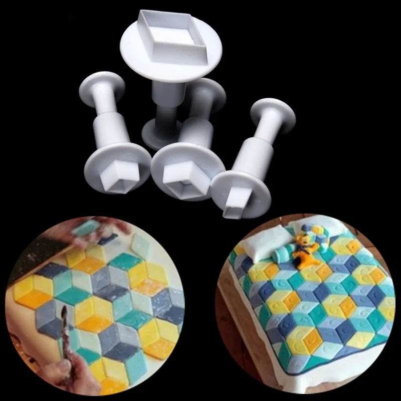 

Little Diamond sugar craft plastic fondant plunger cupcake/cake decoration DIY Cookie Biscuit cutters Cake Confectionery tools