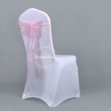 50 шт. семян розовых 275 см из органзы стул пояса чехлы с бантом; Свадебные вечерние на день рождения и Рождество украшение душевой кабины