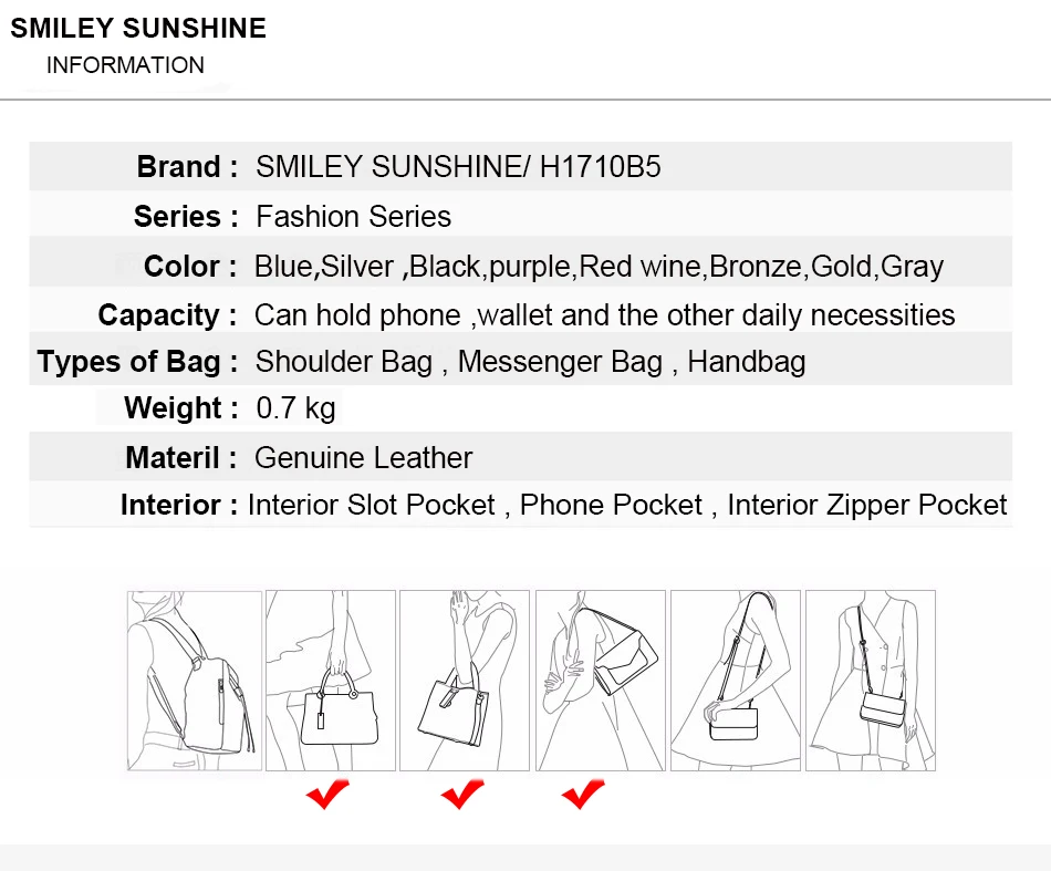 High Quality leather women bag