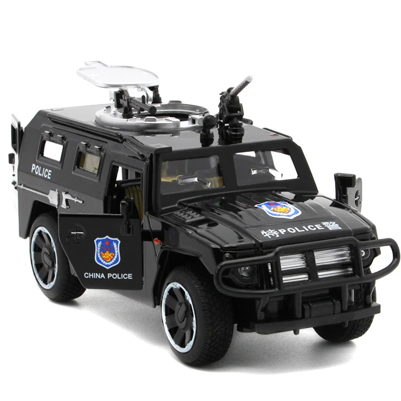 1/32 полицейская спецназа модель автомобиля оттягивающая игрушка автомобиль металлические транспортные средства со звуком светильник игрушки для детей