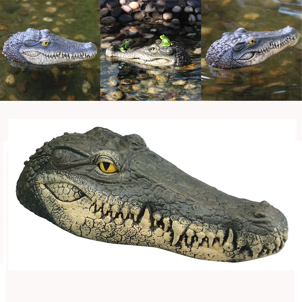 

Floating crocodile head water bait garden pond art decoration goose predator heron duck control garden decoration