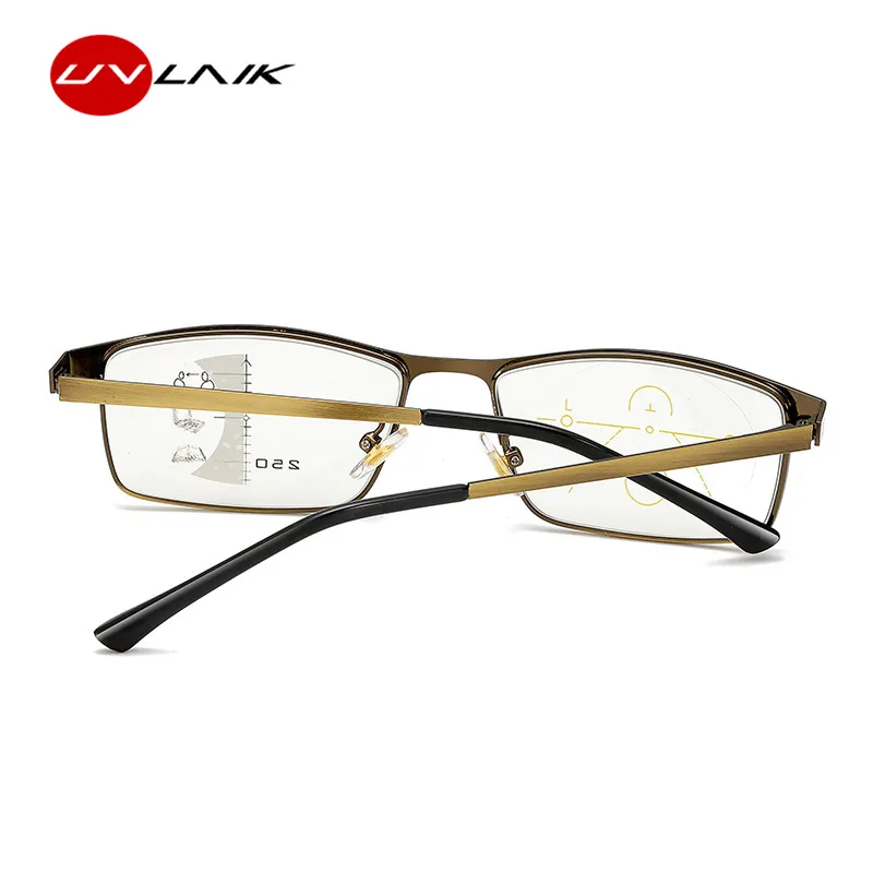 Goedkoop Uvlaik Progressieve Multifocale Leesbril Mannen Aluminium Frame Meekleurende Brillen Vrouwen Anti Blauw Licht Bril