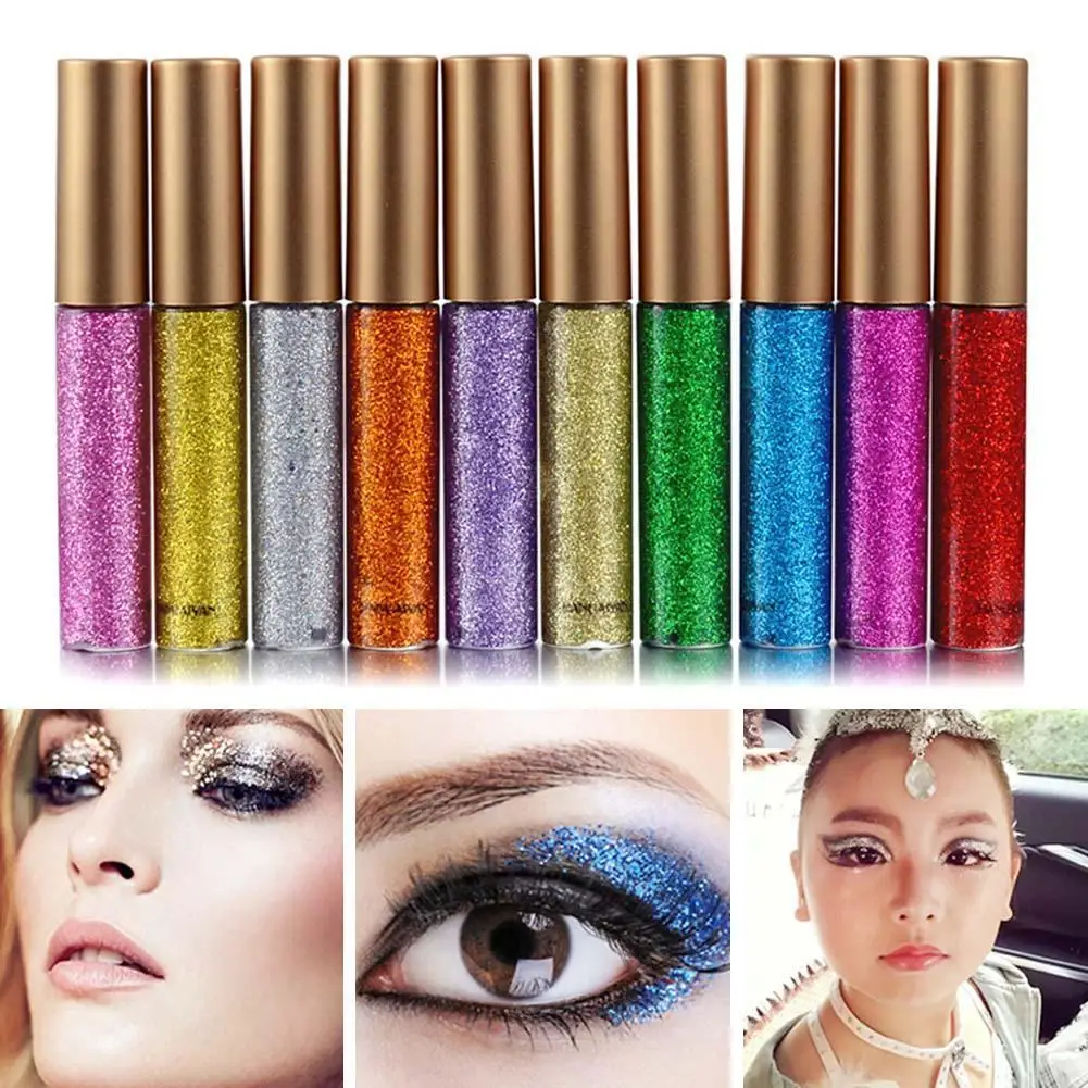 

10 Colors Glitter Eyeliner Long Lasting Liquid Eyeliner Waterproof Makeup Art Bling Liquid Eyeliner Eye Make Up Eyeliner