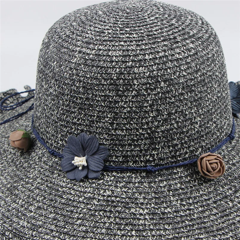 2019 Fashion Style Summer Hat Spring And Summer Women Sunshade Flower Lace Rope Sun Hat leisure folding fisherman hat H14 (4)