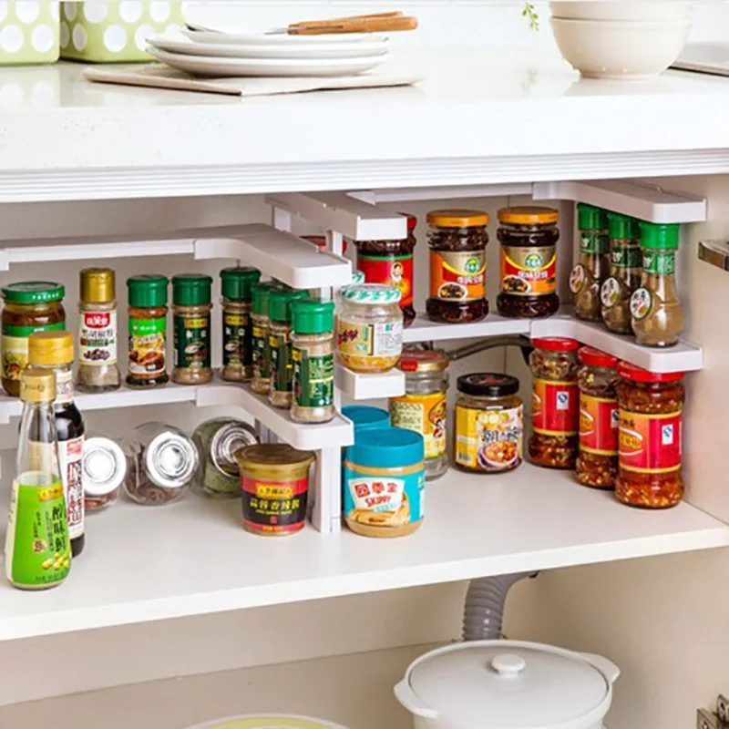 

New Arrivals Storage Holder Home Multi-function Adjustable Kitchen Shelf Bathroom Rack Stackable Storage Organizer