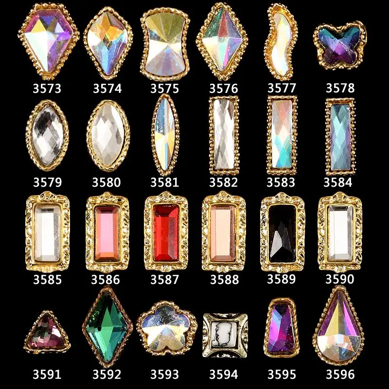 Diamante de Cristal Encantos para Pontas das Unhas Tple Unha Strass Colaterais 3d Art Natator Designs Manicure Jóias Srb & 100 Pcs ab 1 Beleza e saúde