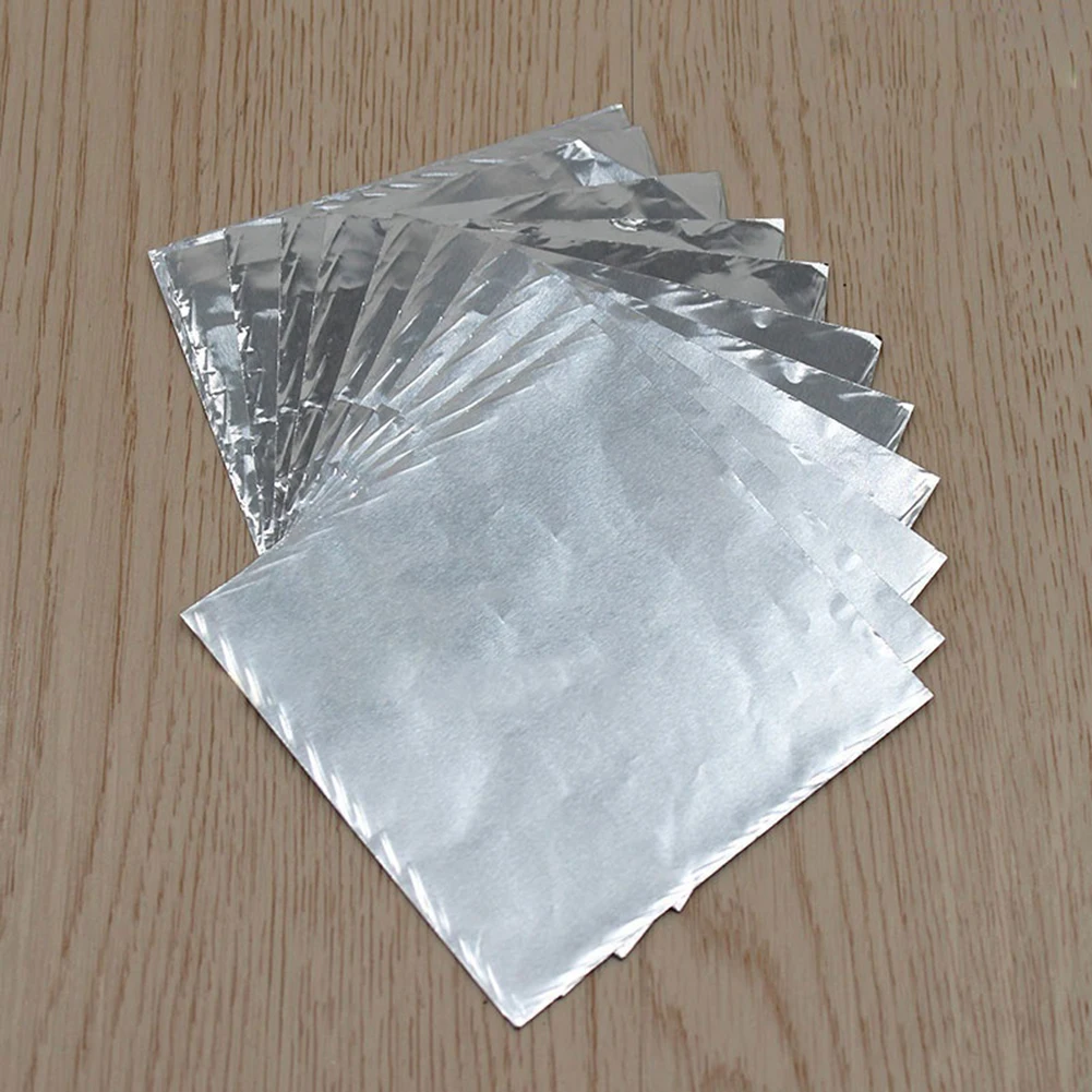 100 шт 9x9cm розовые золотые серебряные листы листа фольги бумага имитация золочения