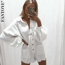Fantoye Casual Loose Women Playsuits OverSize Fashion Beach Rompers Short Bodycon Jumpsuit Sexy Female Wide Leg Overalls