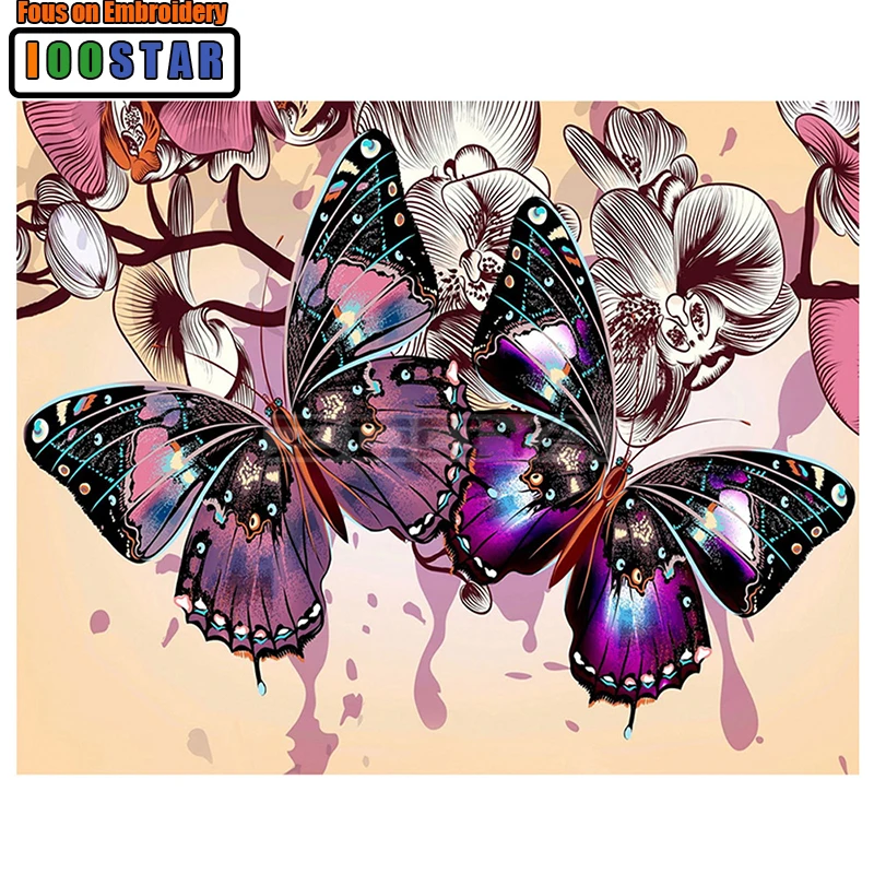 

5D DIY Diamond Embroidery Purple Butterfly Couple &Flower Diamond Painting Cross Stitch Rhinestone Mosaic Decoration crafts art