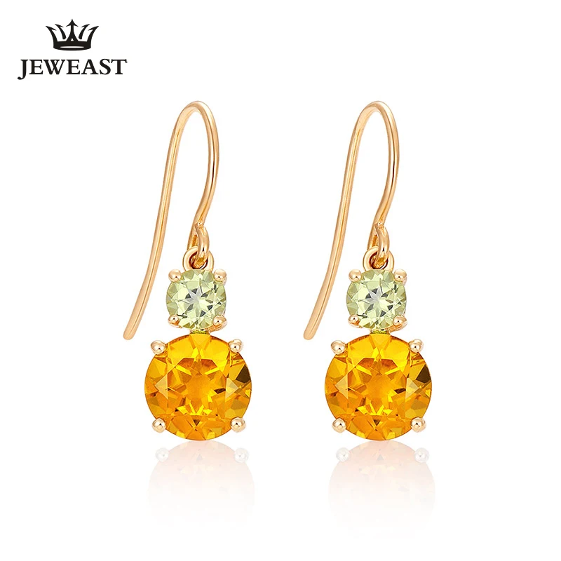 

Natural citrine/Peridot 18K Pure Gold Earring Real AU 750 Solid Gold Earrings Diamond Trendy Fine Jewelry Hot Sell New 2019