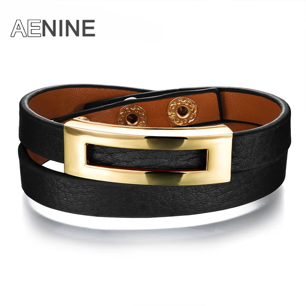 

AENINE Retro Leopard Double-layer Adjustable Leather Wrap Bracelets Classic Black/Brown/Leopard Charm Bracelet Jewlery OPH1005