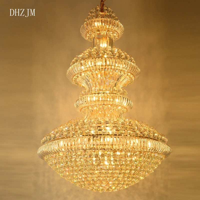 Luxury Big Europe Large Gold Luster Crystal LED Chandelier Light