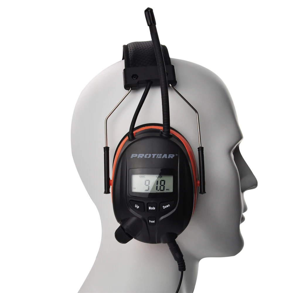 Protear NRR 25dB Hearing Protector Blue tooth AM/FM Radio Earmuffs